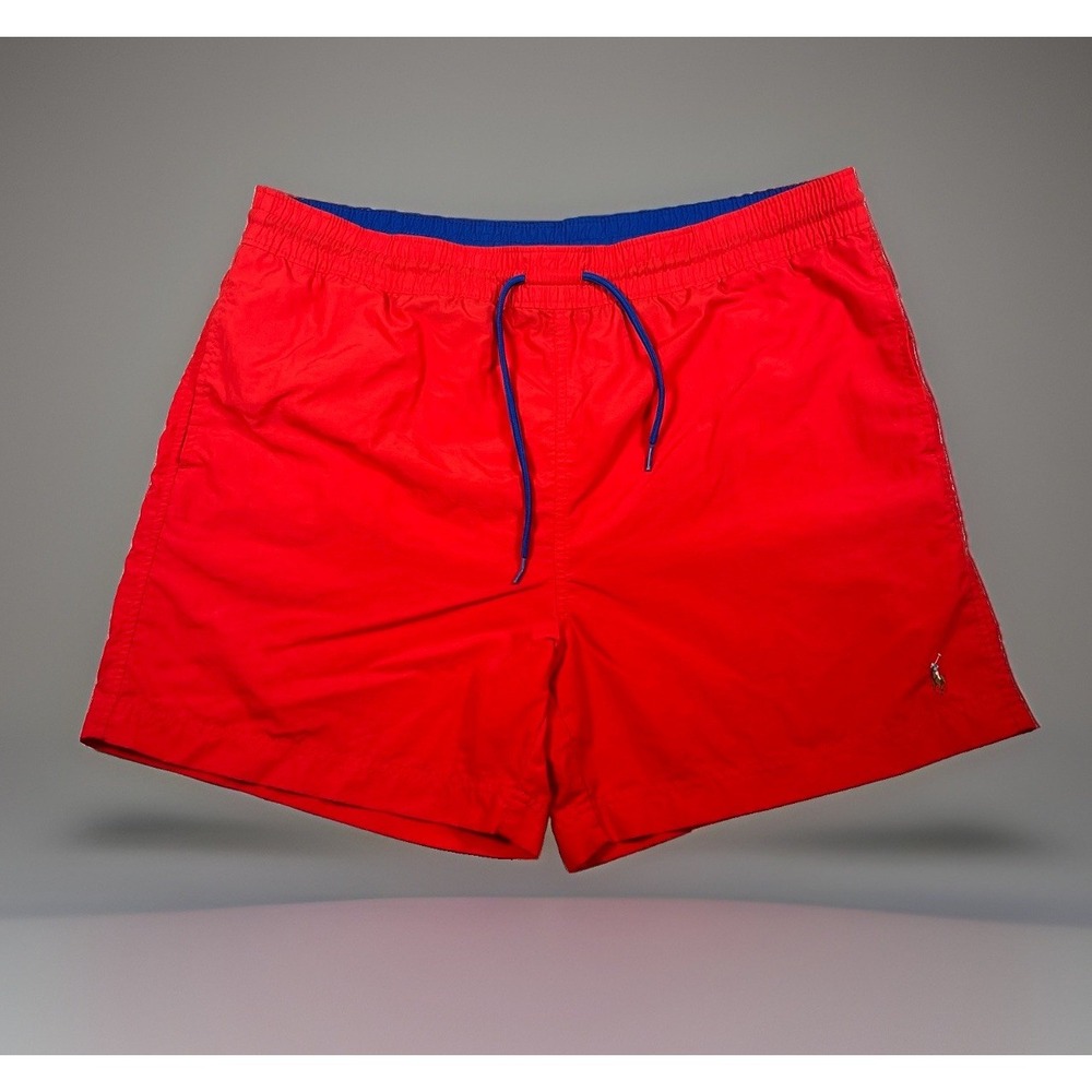 VTG-Polo Ralph Lauren Swim Trunks Mens Size Large Red Flesh Pony Pockets